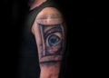 3D Eyes Gemini Tattoo Design For Men on Half Sleeve