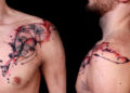 Aries Tattoo Design on Upper Chest For Men