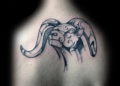 Aries Tattoo For Men on Upper Back