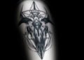 Aries Tattoo For Men with Geometric Skull
