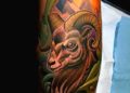 Colorful Aries Tattoo For Men on Hand