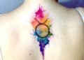 Colorful Taurus Tattoo Design For Women on Back