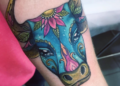 Colorful Taurus Tattoo For Women of Bull Head Design