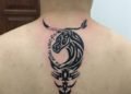 Cool Tribal Taurus Tattoo For Men on Upper Back