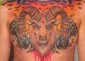 Creative Aries Tattoo For Men on Chest