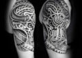 Creative Taurus Tattoo of Polynesian Tribal For Men on Upper Arm