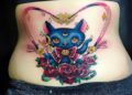 Cute Cat Lower Back Tattoo Design For Women