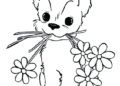 Dog Coloring Pages with Flower