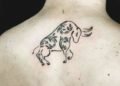 Funny Taurus Tattoo For Men on Upper Back