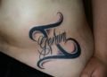 Gemini Tattoo Design Writing For Men on Hip