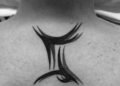 Gemini Tattoo Symbol For Men on Upper Back