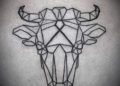 Geometric Outline Taurus Tattoo For Men on Back