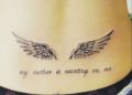 Lower Back Tattoos of Wings and Quote For Women