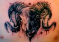 Ram Aries Tattoo For Men on Chest