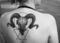 Skull Aries Tattoo For Females on Back