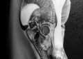Skull Aries Tattoo For Men on Upper Arm