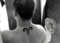 Small Tribal Aries Tattoo For Men on Back