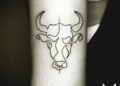 Taurus Tattoo Bull Head Outline For Women on Upper Arm