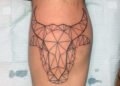 Taurus Tattoo For Men of Geometric Outline on Leg