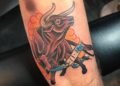 Taurus Tattoo For Men on Leg