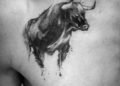 Taurus Tattoo of Bull Painting For Men on Upper Chest