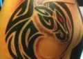 Tribal Bulls Head Taurus Tattoo For Men on Upper Arm