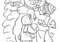 Winter Coloring Pages of Making Snowman