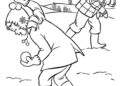 Winter Coloring Pages of Playing Snow Fight