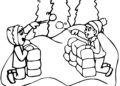 Winter Coloring Pages of Playing in Snow