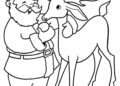 Winter Coloring Pages of Reindeer and Santa Claus