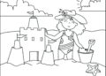 Beach Coloring Pages of Building Sandcastle