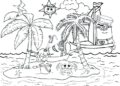 Beach Coloring Pages of Small Island