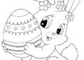 Bunny Coloring Pages Holding Easter Eggs