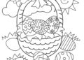 Easter Coloring Pages of Basket and The Eggs