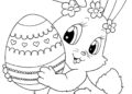 Easter Coloring Pages of Easter Bunny Holding The Egg