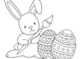 Easter Coloring Pages of Easter Bunny and The Eggs