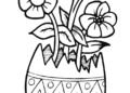 Easter Coloring Pages of Flowers in The Egg