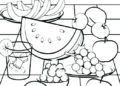 Food Coloring Pages Fruits on The Table