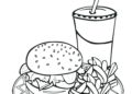 Food Coloring Pages of Burger and Drink