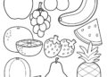 Food Coloring Pages of Fruits For Kindergarten