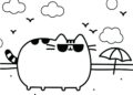 Funny Pusheen Coloring Pages with Sunglasses