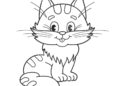 Kitten Coloring Pages Simple