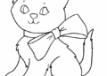 Lovely Kitten Coloring Pages with Ribbon
