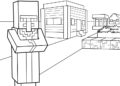 Minecraft Coloring Pages of People and Building