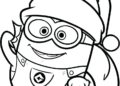 Minion Coloring Pages with Christmas Hat