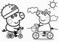 Peppa Pig Coloring Pages on Bycicle