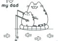 Pusheen Coloring Pages Fishing