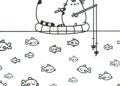 Pusheen Coloring Pages Fishing Images