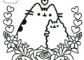Pusheen Coloring Pages Flowers