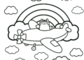 Pusheen Coloring Pages on Plane